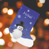 Blue Snowman Winter Scene Kerstmis stoppen Kleine Kerstsok