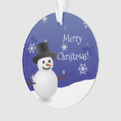 Blue Snowman Winter Scene kerstversiering Ornament (voorkant)