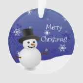 Blue Snowman Winter Scene kerstversiering Ornament (voorkant)