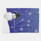 Blue Snowman Winter Scène Noël Cuisine Serviette (Horizontal)