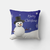 Blue Snowman Winter Scene Sierkussen met kerstmis (Voorkant)