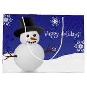 Blue Snowman Winter Scenery kerstcadeau Groot Cadeauzakje (Achterkant)