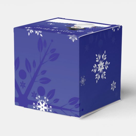 Blue Snowman Winter Scenery-kerstfeestdoos Bedankdoosjes (Achterkant)