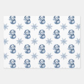 Blue Snowmen Christmas  Inpakpapier Vel (Voorkant)