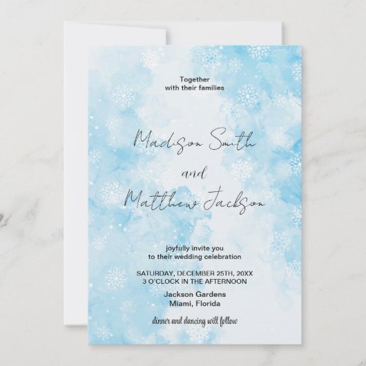 Blue Snows Nuage Mariage Invitations (Devant)