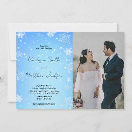 Blue Snows Wedding Invitations avec photo (Devant)