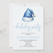 Blue Snowy Santa Hat kerstfeest Kaart (Voorkant)