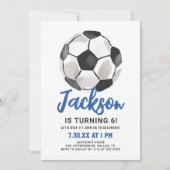 Blue Soccer Boy Verjaardag uitnodiging (Voorkant)
