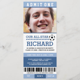 Blue Soccer Graduation Party nodigt uit Kaart