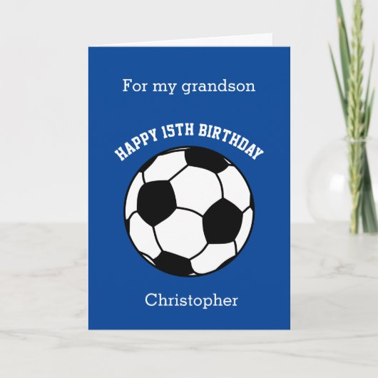 Blue Soccer Sport 15th Birthday Card Kaart (Voorkant)