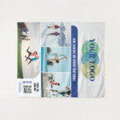 Blue Social Media Icons Logo Foto's QR Promo Wandkleed (Voorkant (horizontaal))