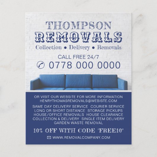 Blue Sofa, Removal Company Adverteren Flyer (Voorkant)
