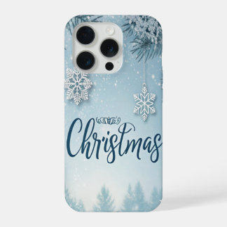 Blue Soft & Calm Christmas Snow Crystal Design-  iPhone 15 Pro Hoesje