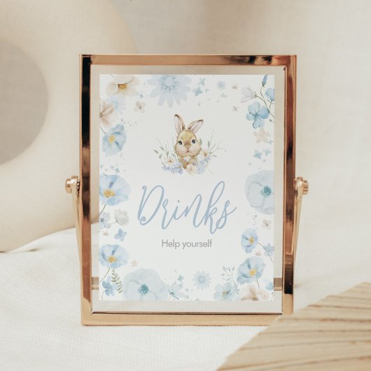 Blue Somebunny Rabbit Baby shower Drinken Poster