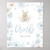 Blue Somebunny Rabbit Baby shower Drinken Poster (Voorkant)
