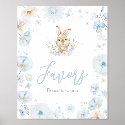 Blue Somebunny Rabbit Baby shower Favorieten Poster (Voorkant)