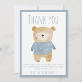 Blue somnolent Ours Baby shower mignon merci (Devant)