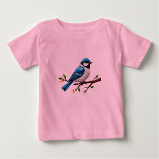 Blue Songbird on Branch Illustration