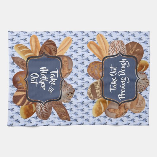 Blue Sourdegh Bread Baking Personalized Theedoek (Horizontaal)