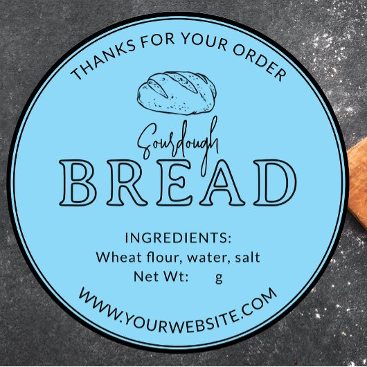 Blue Sourdough Bread Bakery Bedankt Sticker