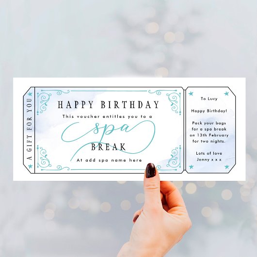 Blue Spa Break Birthday Gift Voucher
