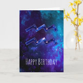 Blue Space Aquarius Birthday Kaart (Gele Bloem)