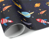 Blue Space Astronaut Planet Cadeaupapier (Rol Hoek)