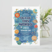 Blue Space Birthday Party Invitation Galaxy (Debout devant)
