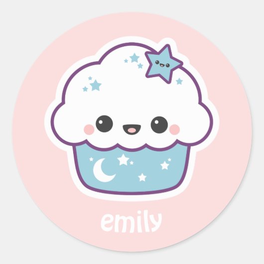 Blue Space Cake Ronde Sticker (Voorkant)