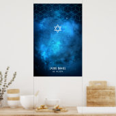 Blue Space Galaxy Bar Mitzvah Se connecter Poster (Cuisine)