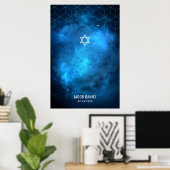 Blue Space Galaxy Bar Mitzvah Se connecter Poster (Bureau à domicile)