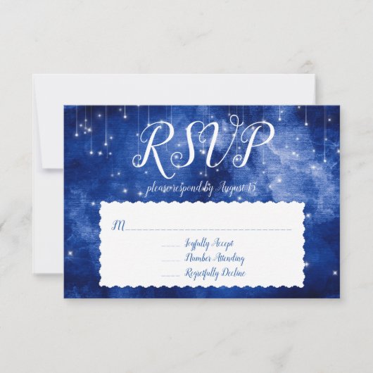 Blue Space Galaxy Celestial Stars RSVP respons Kaart (Voorkant)