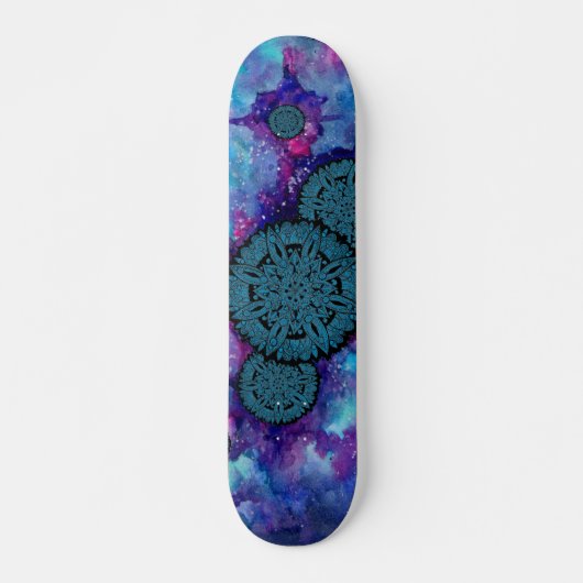 Blue Space Mandalas Skateboard (Voorkant)