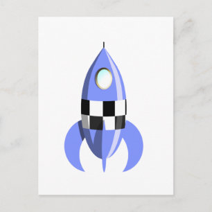 Blue Space Rocket Briefkaart