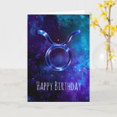 Blue Space Taurus Birthday Kaart (Gele Bloem)