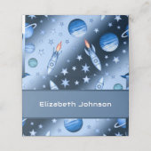 Blue Space-thema Astronaut Rockets Verjaardag van (Buitenkant ongevouwen)