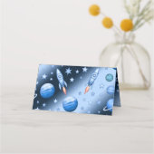 Blue Space-thema Astronaut Rockets Verjaardag van (Achterkant)