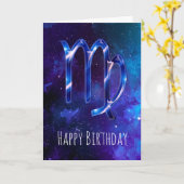 Blue Space Virgo Birthday Kaart (Gele Bloem)