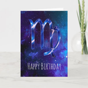 Blue Space Virgo Birthday Kaart