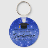 Blue Sparkle Afstuderen Chic Custom Afstuderen Sleutelhanger (Voorkant)