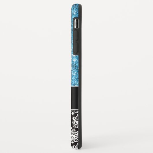 Blue Sparkle Glitter, Damask, Girly Mobile Case-Mate iPhone Case (Achterkant/links)