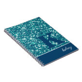 Blue Sparkle Glitter Monogram Notitieboek (Rechterzijde)