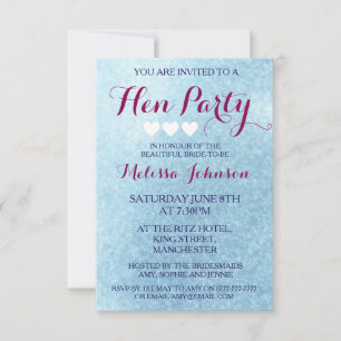 Blue Sparkle Hen Party Invitation Kaart