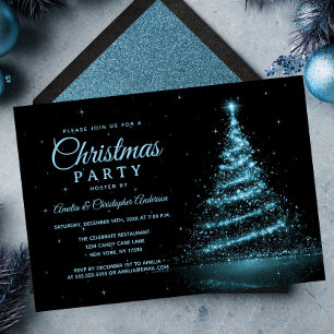 Blue Sparkle Light Tree kerstfeest Kaart