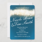 Blue Sparkle Lights Sky Blast Wedding Invitations (Devant)