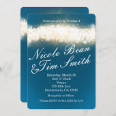 Blue Sparkle Lights Sky Blast Wedding Invitations Kaart (Voorkant / Achterkant)