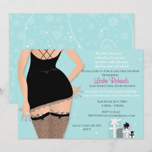 Blue Sparkle Lingerie Bridal Shower Invitation Kaart
