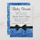 Blue Sparkle-look Bow Boy's Baby shower Kaart (Voorkant / Achterkant)