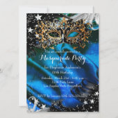 Blue Sparkle Magical Night Masquerade Party Kaart (Voorkant)
