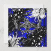 Blue Sparkle Magical Night Masquerade Party Kaart (Achterkant)